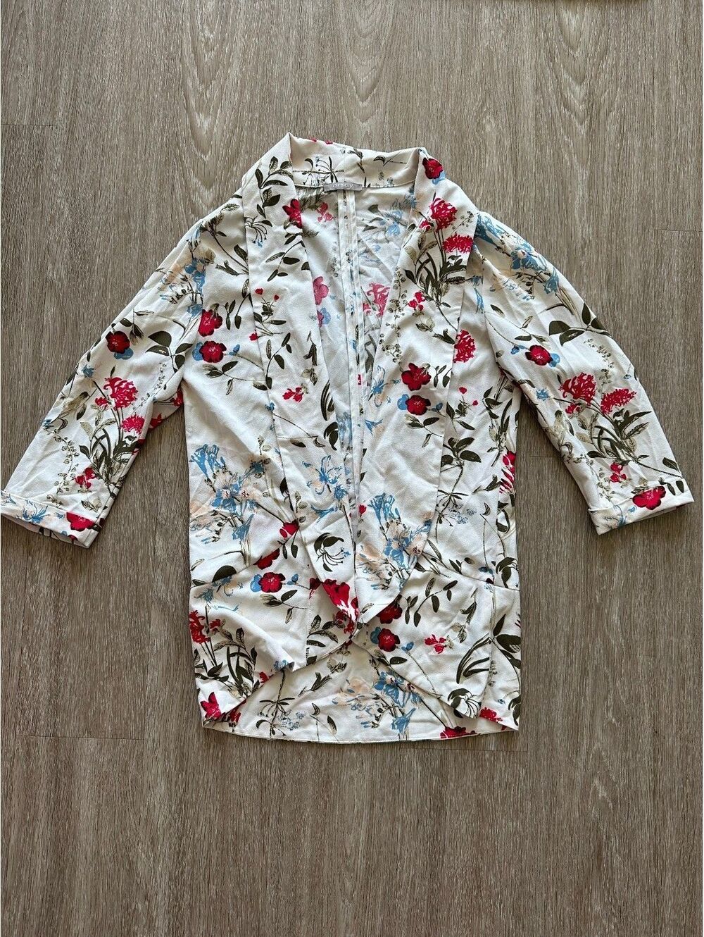 Orsay Women's cream floral mid-sleeve blazer